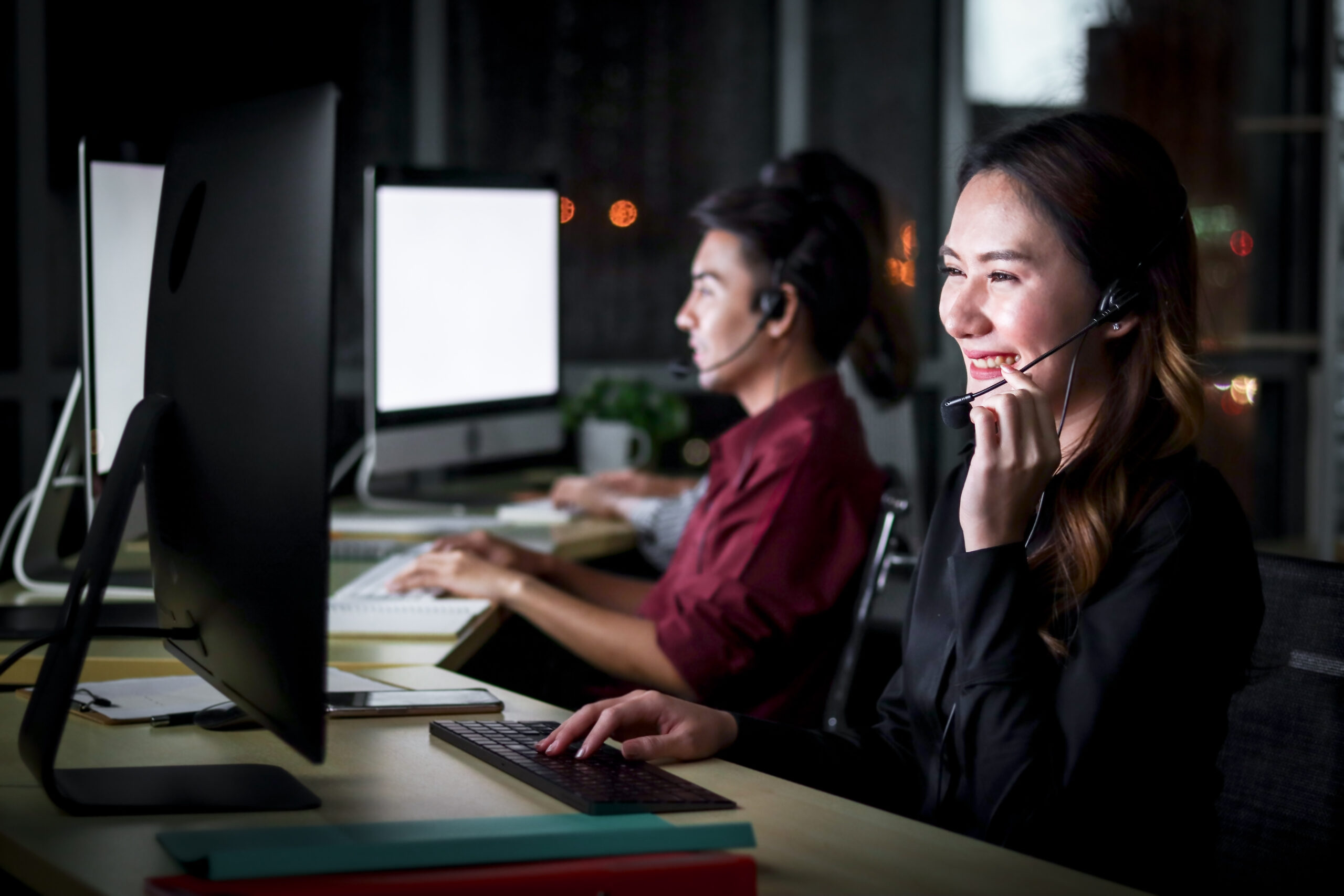 Receptionists answering calls